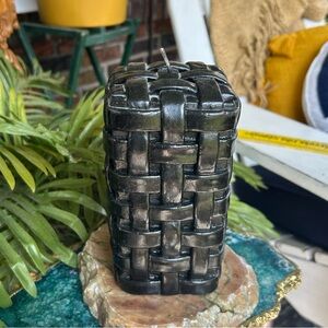 Black Basketweave Pillar Candle